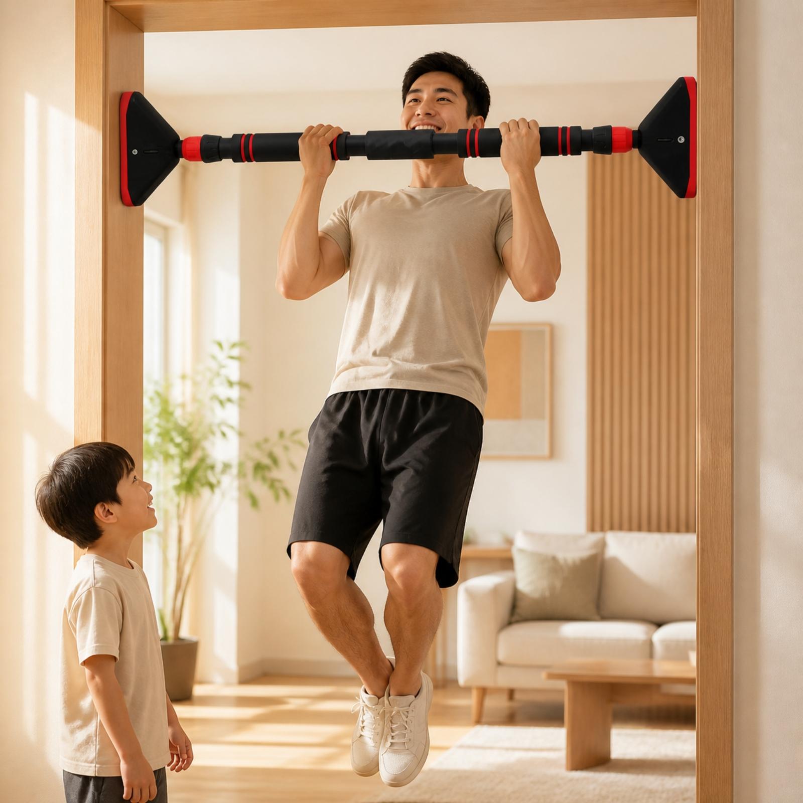 Door Pull Up Bar No Screw - Küçük Alanlar İçin Kaymaz Tabanlı, Vida
